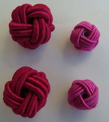 Fabric Chinese Knot Beads Buttons 2 Sizes Cerise Pink